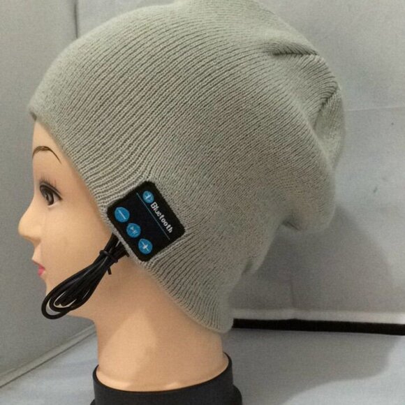 Adult men and women simple and easy to match solid color Bluetooth hat wool hat - Picture 3 of 5